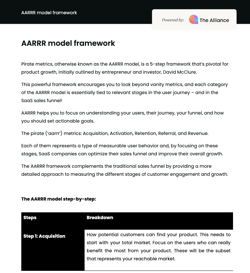 AARRR framework template