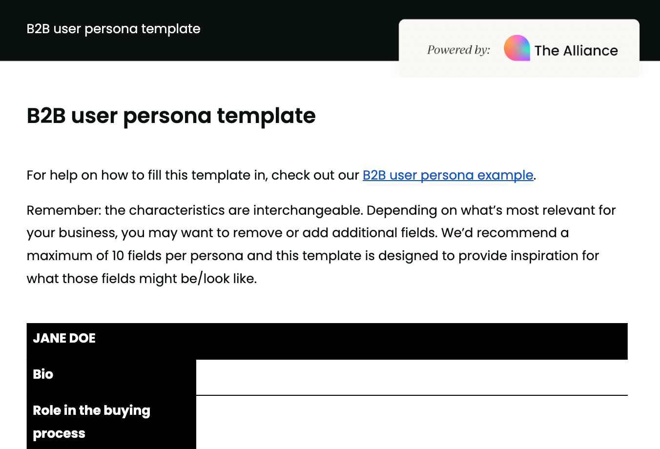 B2B user persona template