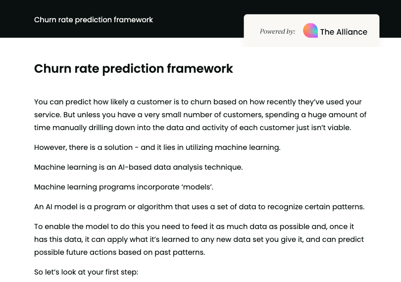 Churn rate prediction framework