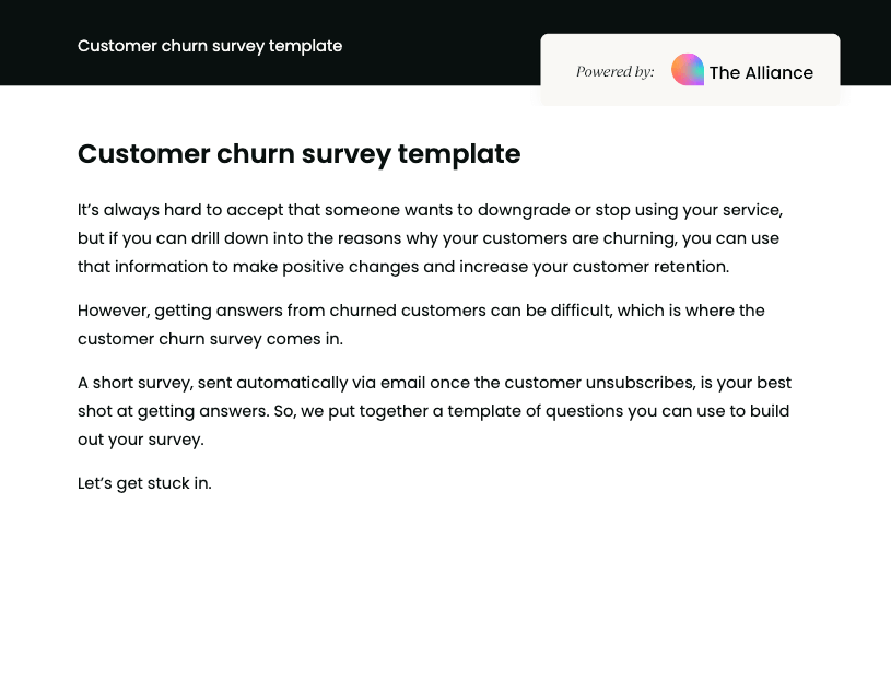 Customer churn survey template