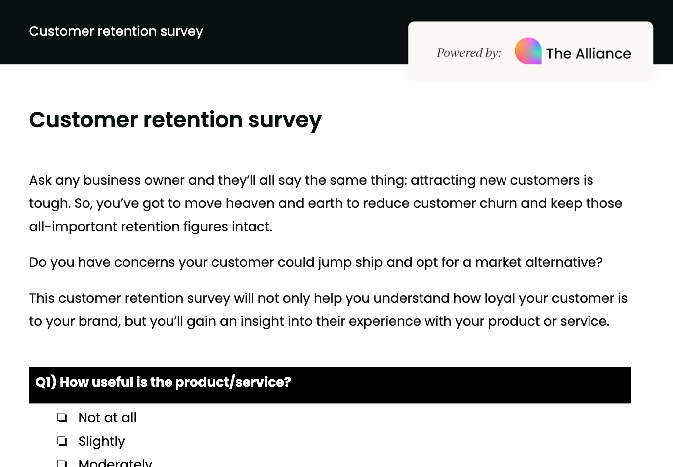 Customer retention survey