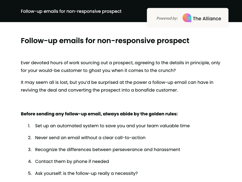 Follow-up emails for non-responsive prospect