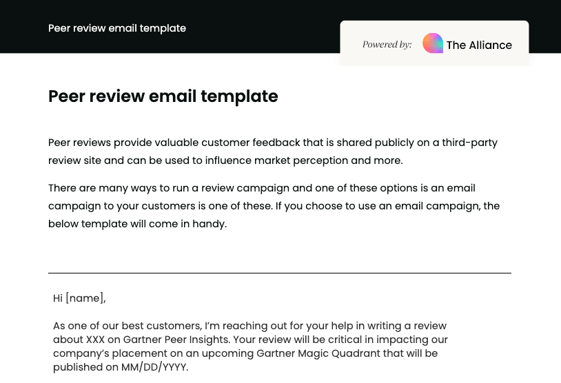 Peer review email template