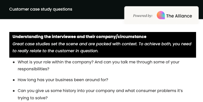 Customer case study questions