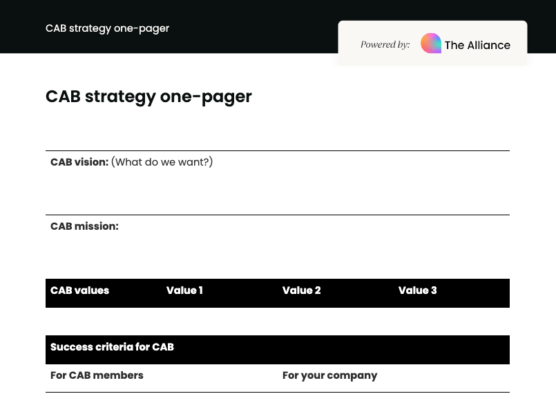 CAB strategy one-pager