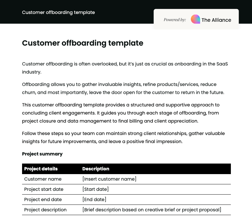 Customer offboarding template