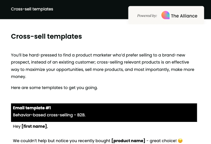 Cross-selling email templates