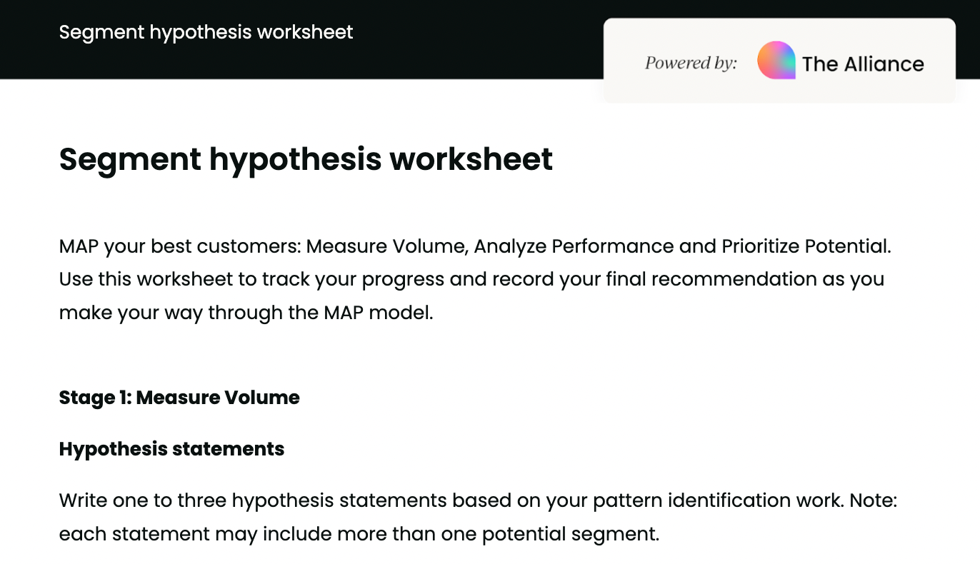 Segment hypothesis worksheet (MAP model)