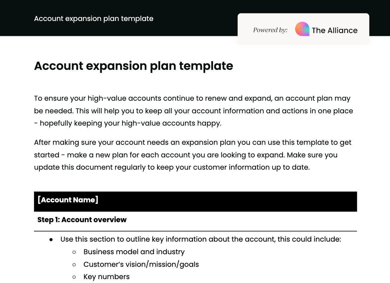 Account expansion plan template