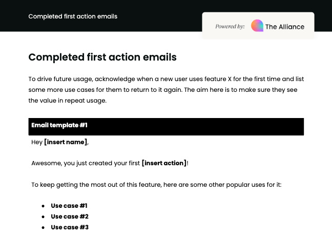 Completed first action emails