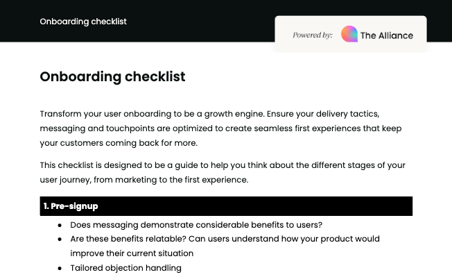 Onboarding checklist